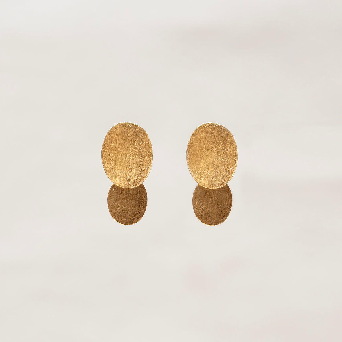Twin Oval Stud Earrings in Gold-plated and Silver