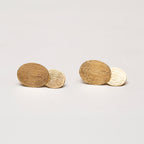 Twin Oval Stud Earrings in Gold-plated and Silver