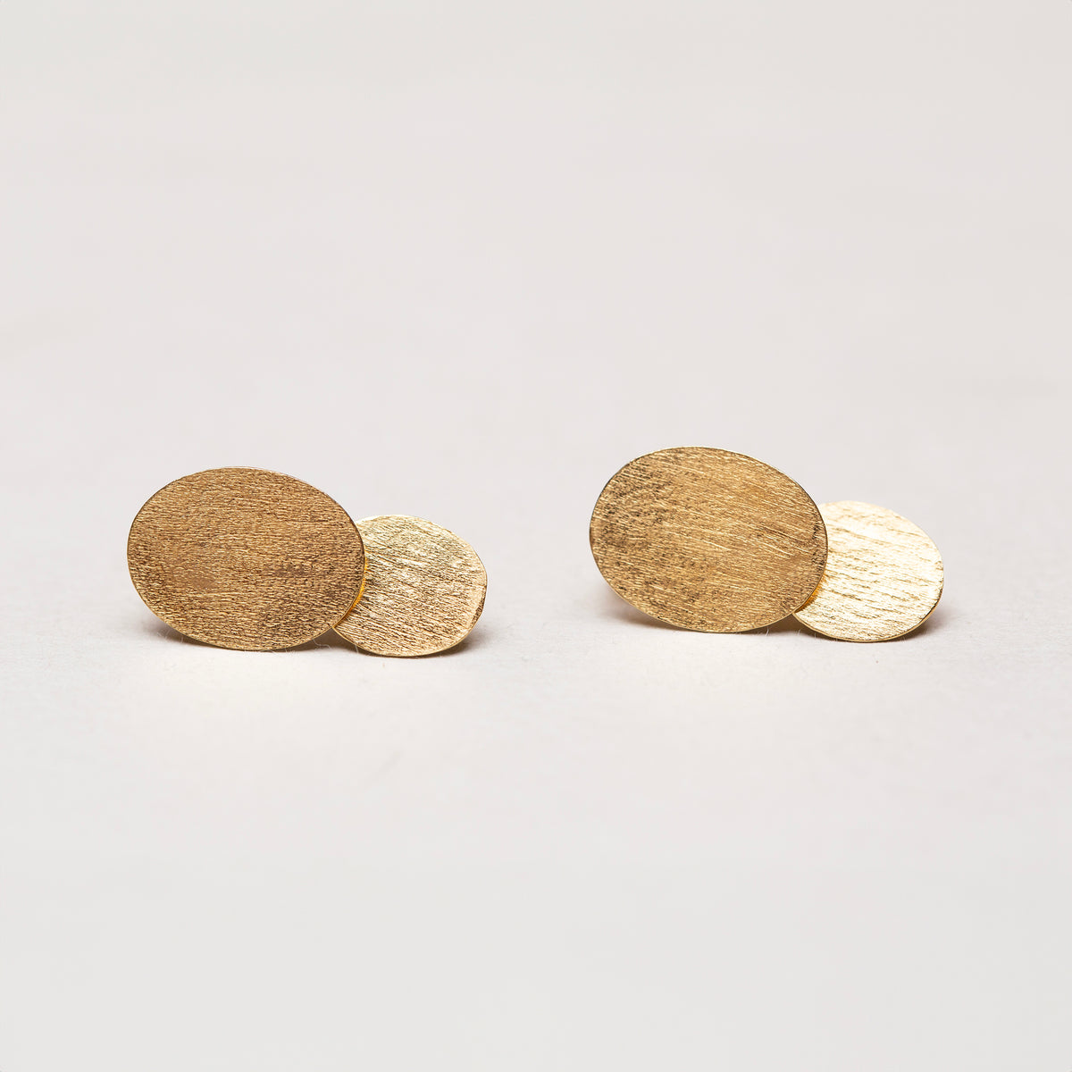Twin Oval Stud Earrings in Gold-plated and Silver
