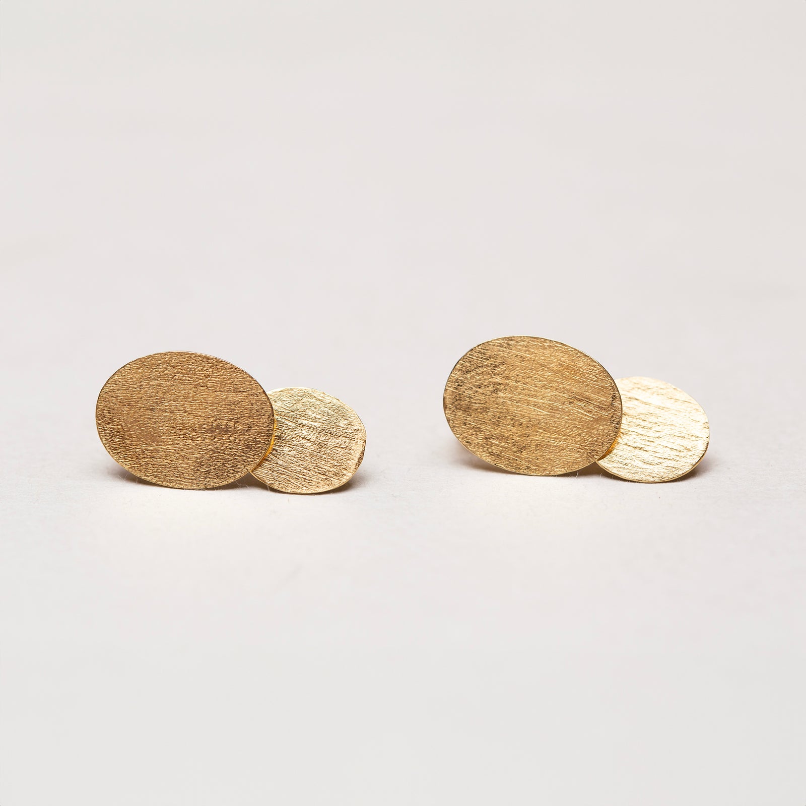 Twin Oval Gold Stud Earrings