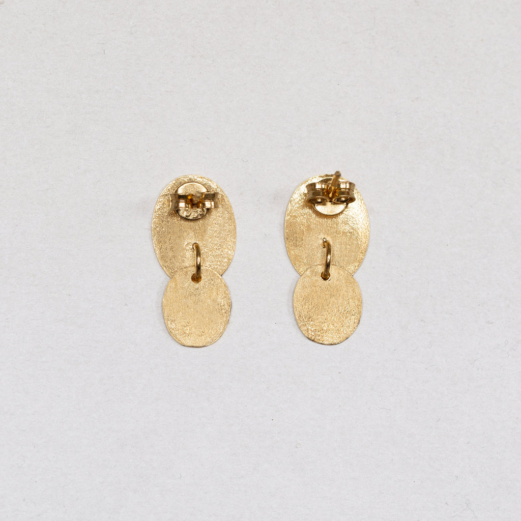 Twin Oval Stud Earrings in Gold-plated and Silver