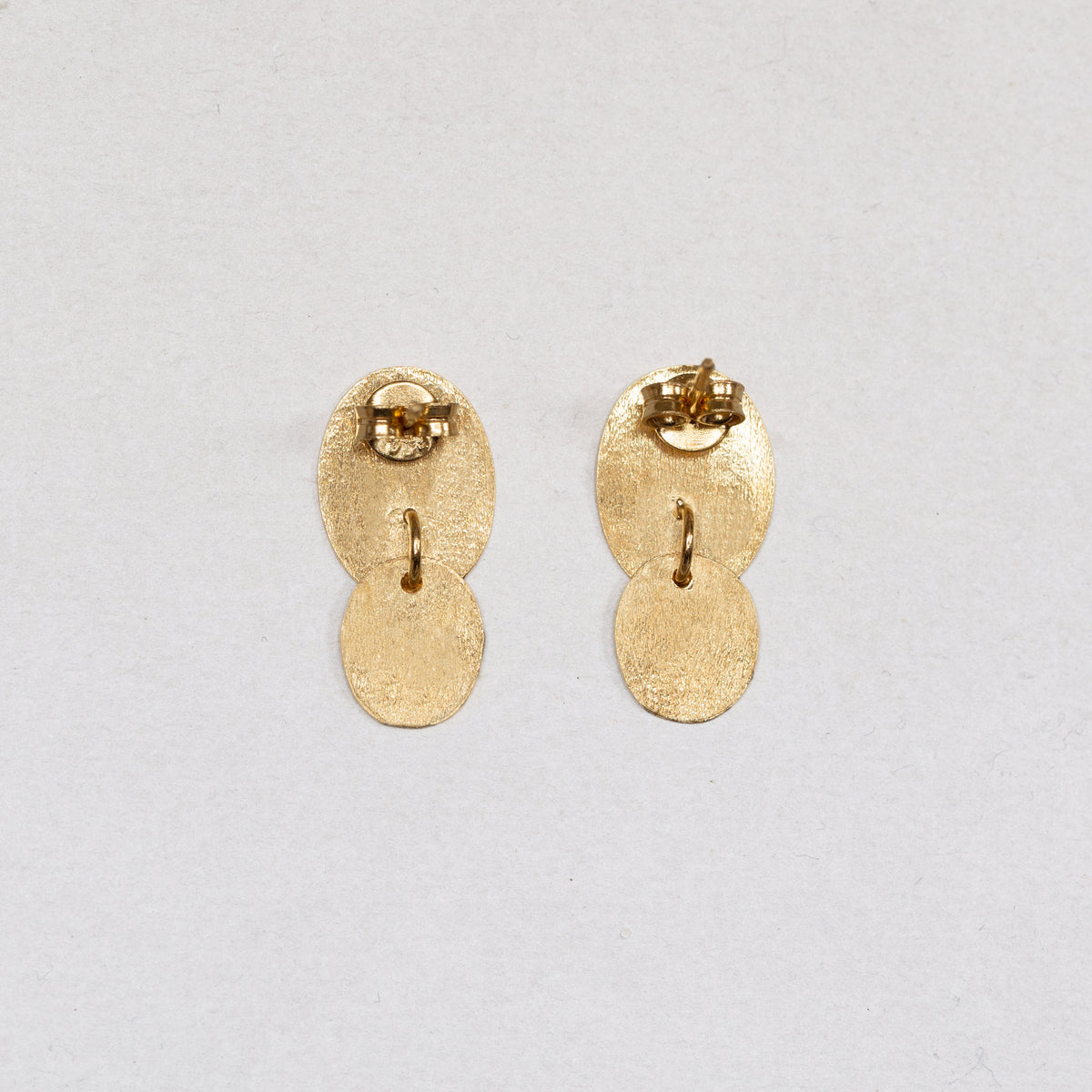 Twin Oval Stud Earrings in Gold-plated and Silver