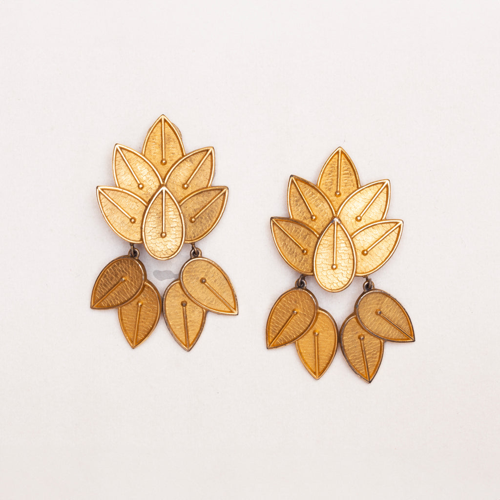 Vintage Karl Lagerfeld Matte Gold Leaf Earrings