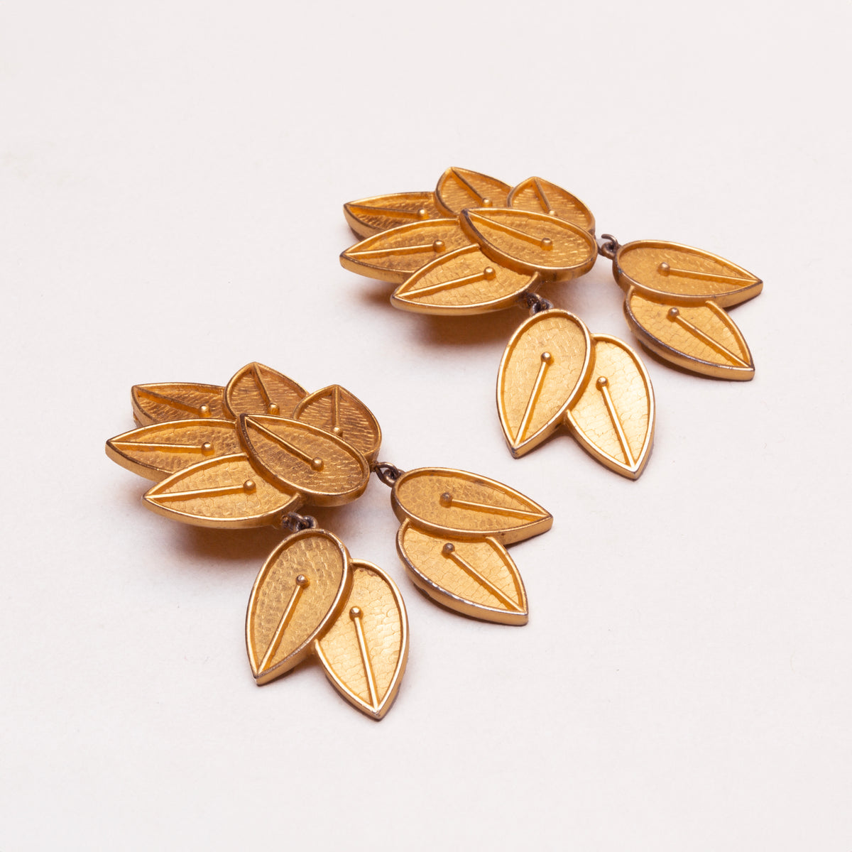 Vintage Karl Lagerfeld Matte Gold Leaf Earrings
