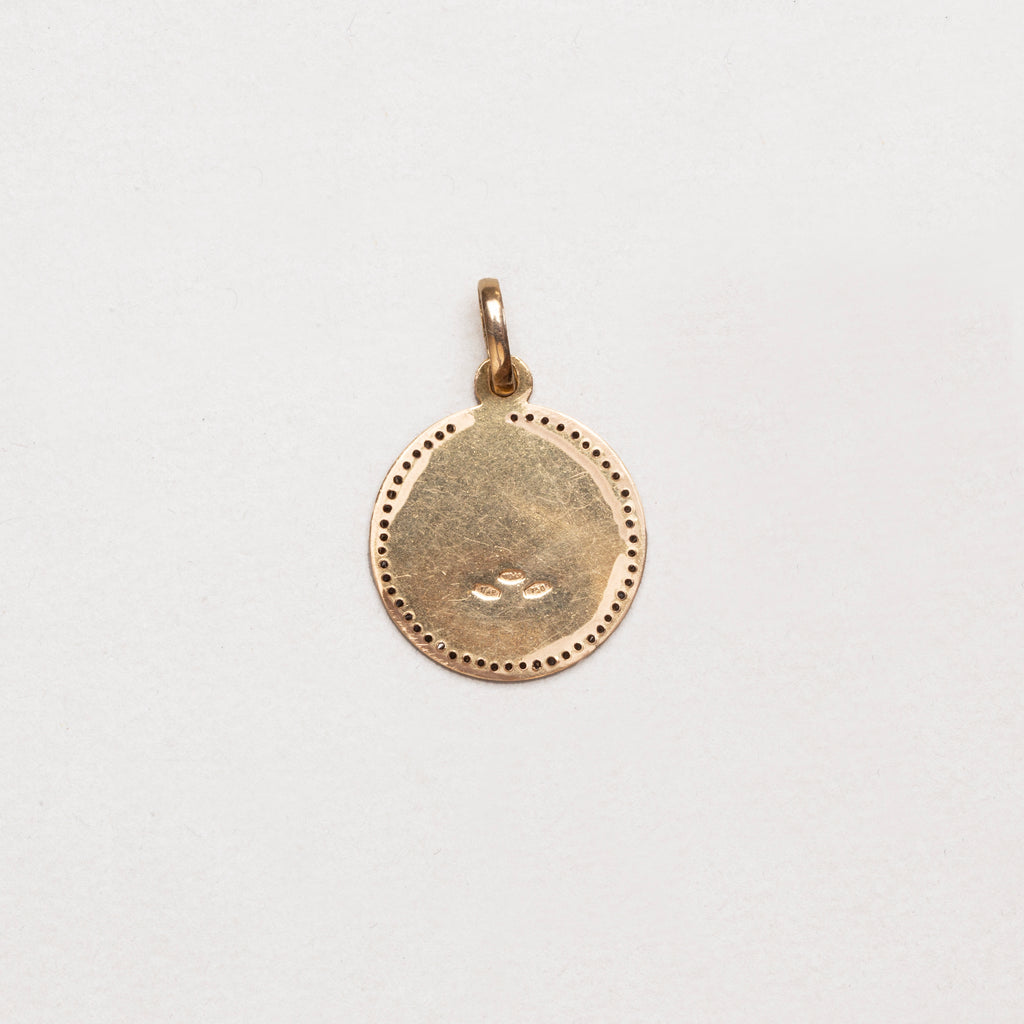 Vintage Gold St. Christopher Pendant with Black Diamonds