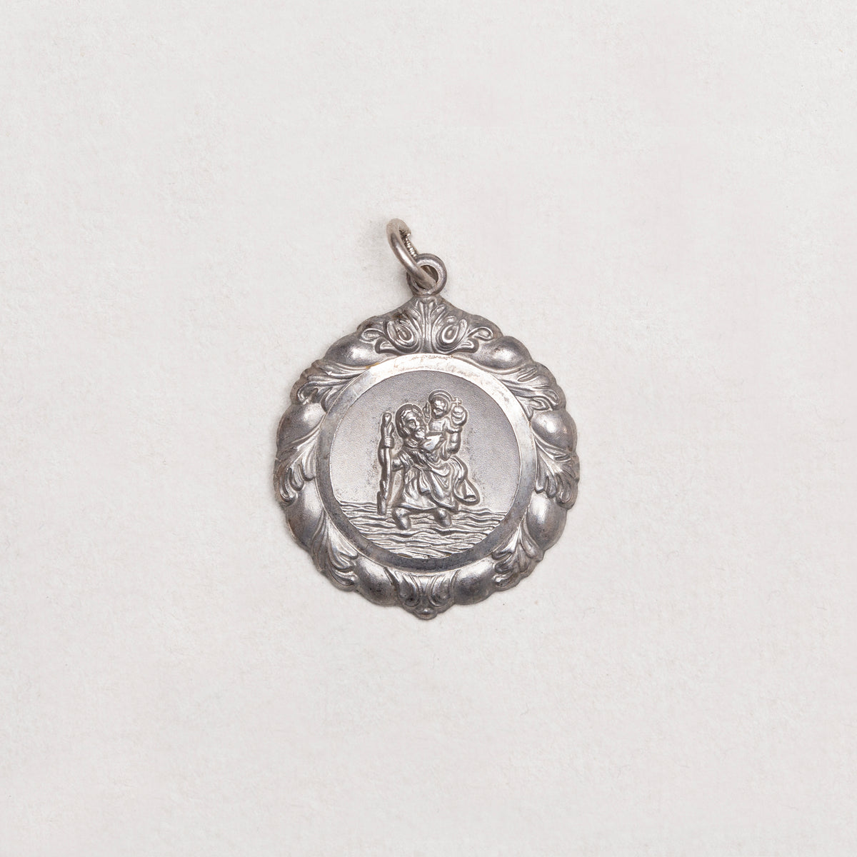 Vintage Sterling Silver St. Christopher Charm Pendant