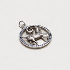 Vintage Silver Aries Pendant Charm with Sapphires
