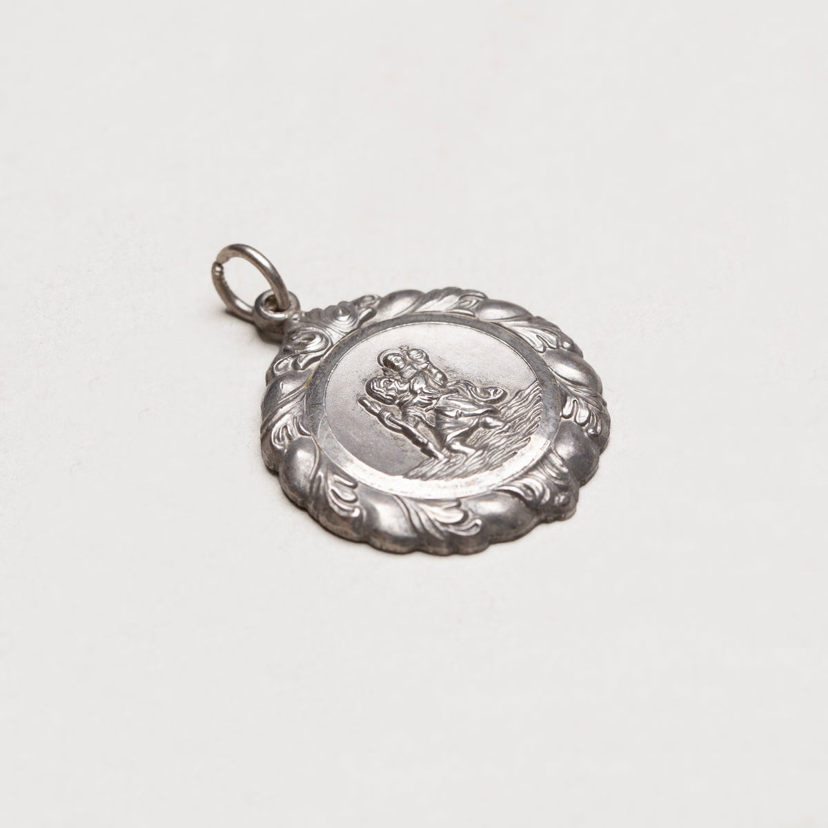 Vintage Sterling Silver St. Christopher Charm Pendant