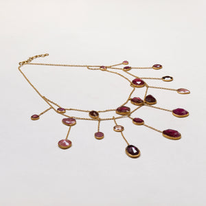 Vintage Pippa Small Waterfall Necklace with Pink/Red Tourmaline