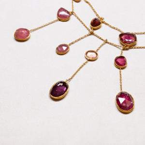 Vintage Pippa Small Waterfall Necklace with Pink/Red Tourmaline