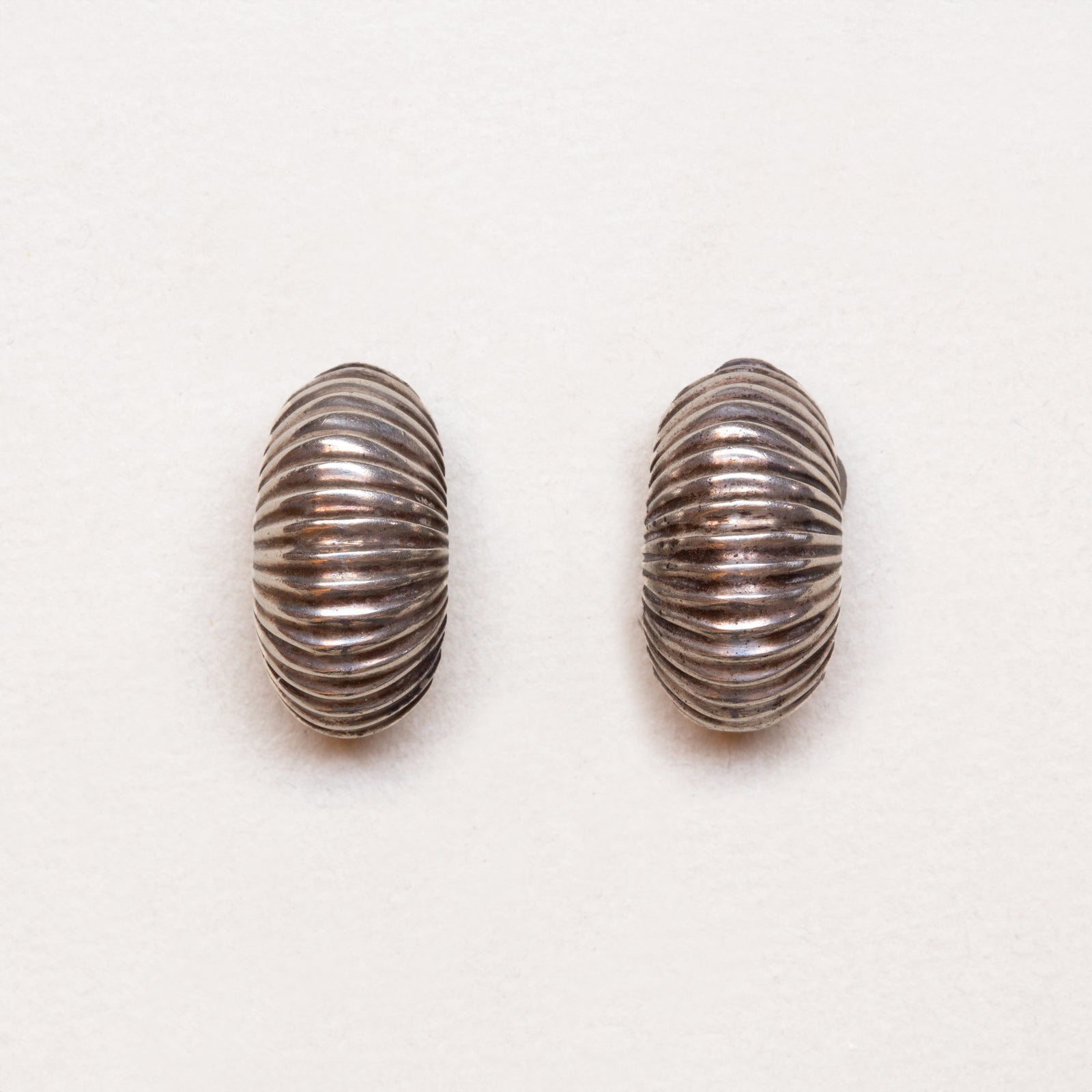 Vintage Tiffany & Co. Ribbed Silver Clip-on Earrings