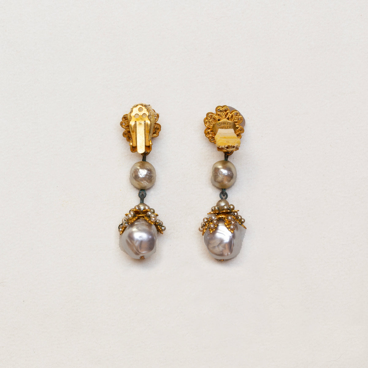 Vintage Pearl Drop Clip-On Earrings
