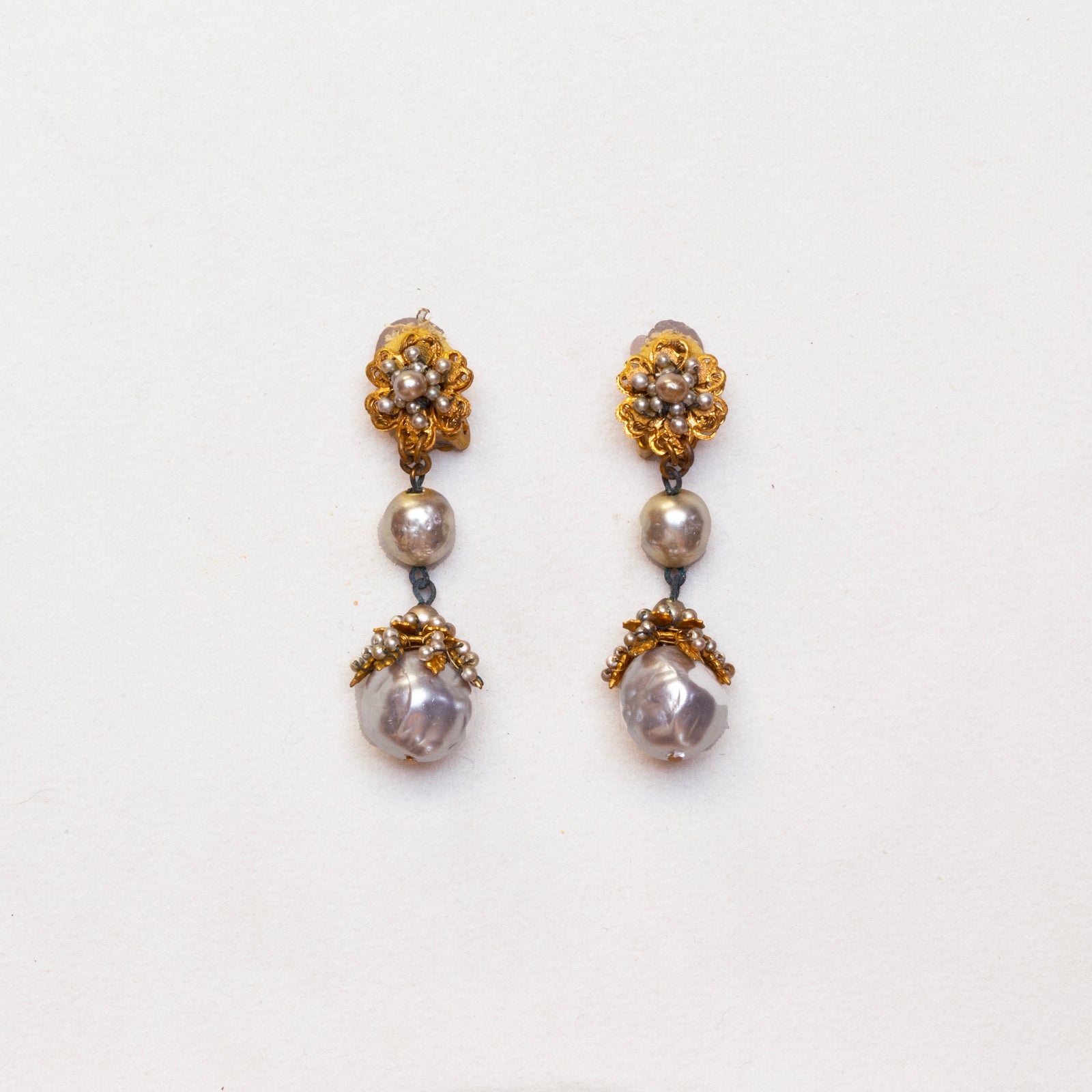 Vintage Pearl Drop Clip-On Earrings