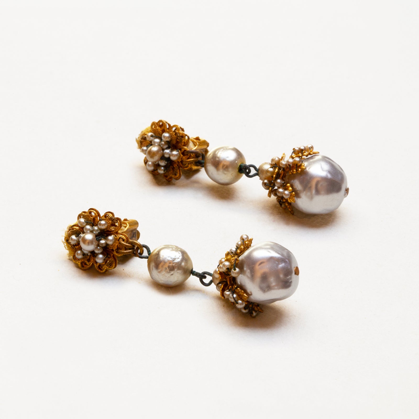 Vintage Pearl Drop Clip-On Earrings