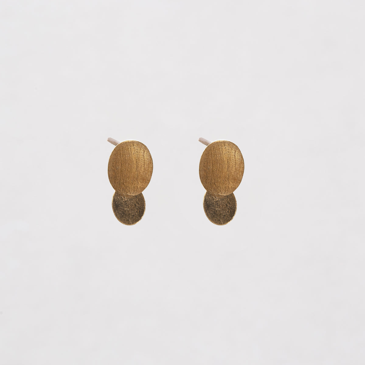 Twin Oval Stud Earrings in Gold-plated and Silver