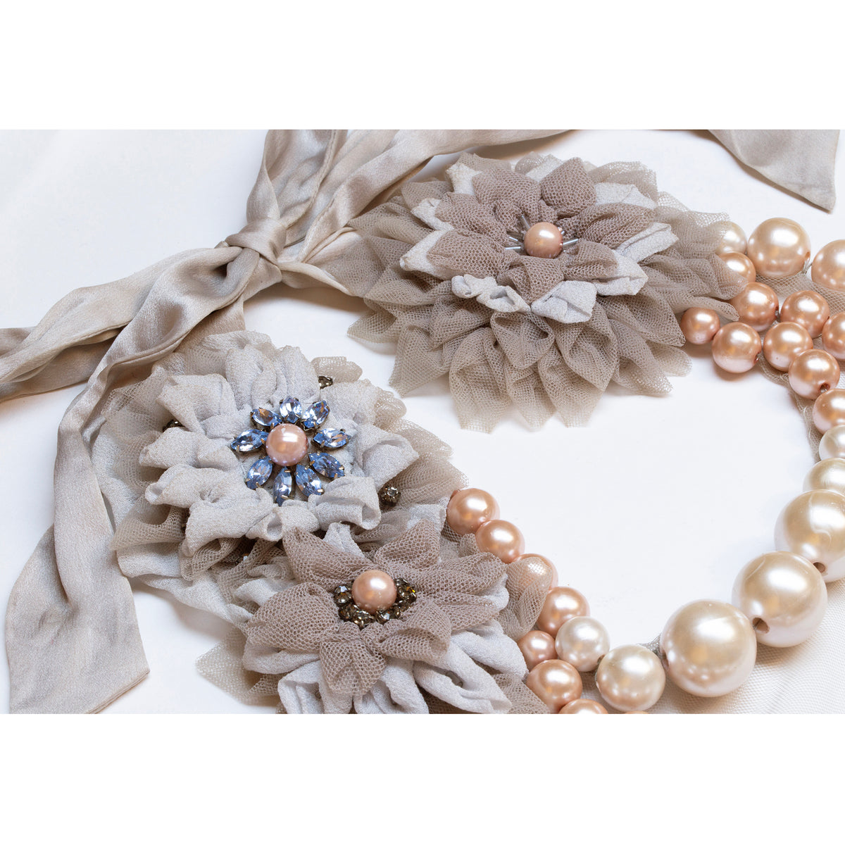 Vintage Emporio Armani Floral Faux Pearl Necklace