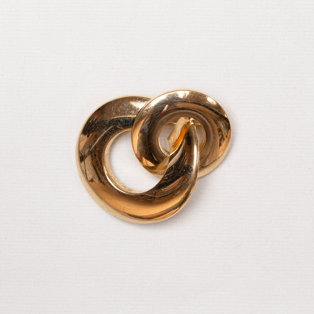 Vintage Christian Dior Gold-Tone Interlocking Circle Brooch