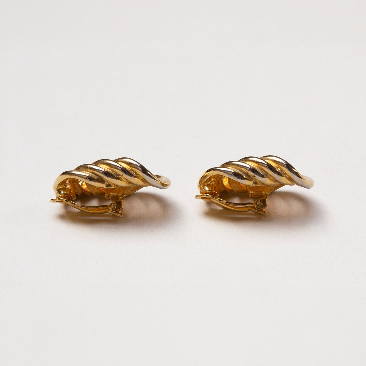 Vintage Givenchy Gold-tone Ribbed Clip-on Earrings