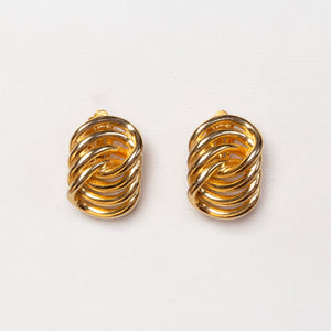 Vintage Givenchy Gold-tone Ribbed Clip-on Earrings
