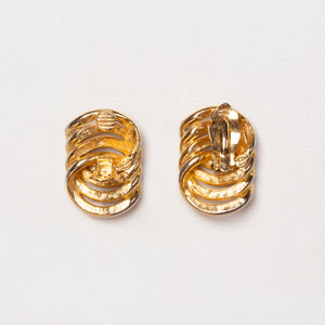 Vintage Givenchy Gold-tone Ribbed Clip-on Earrings
