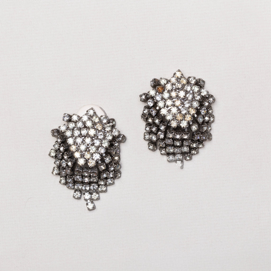 Vintage Kenneth Jay Lane Crystal Cascade Clip-on Earrings
