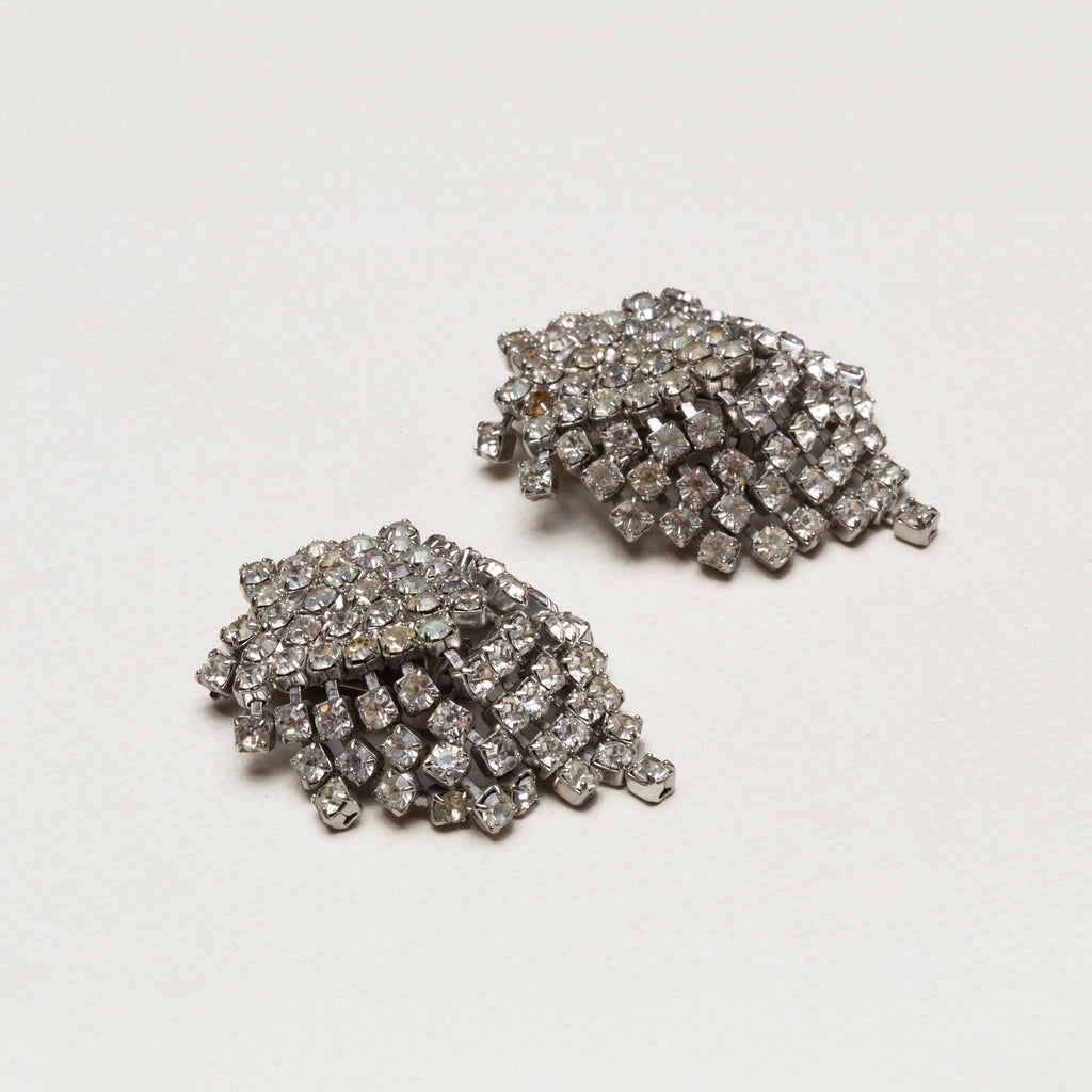 Vintage Kenneth Jay Lane Crystal Cascade Clip-on Earrings