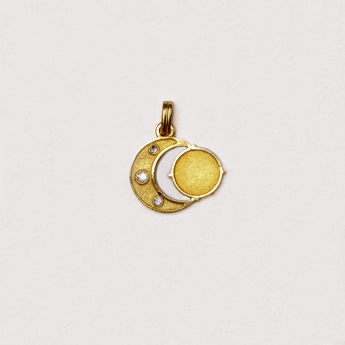 Vintage 18ct Gold Capricorn & Diamond Crescent Moon Pendant Charm