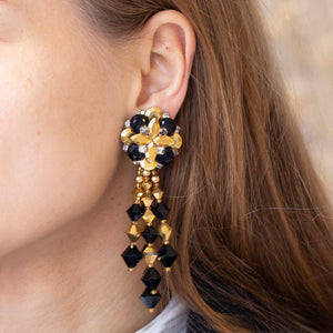 Vintage Gold and Black Clip-on Earrings