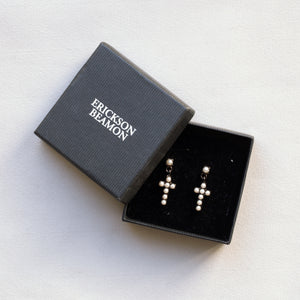 Vintage Pearl Cross Stud Earrings