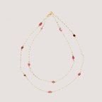 Long Chain Necklace with Beads and Pink Tourmaline