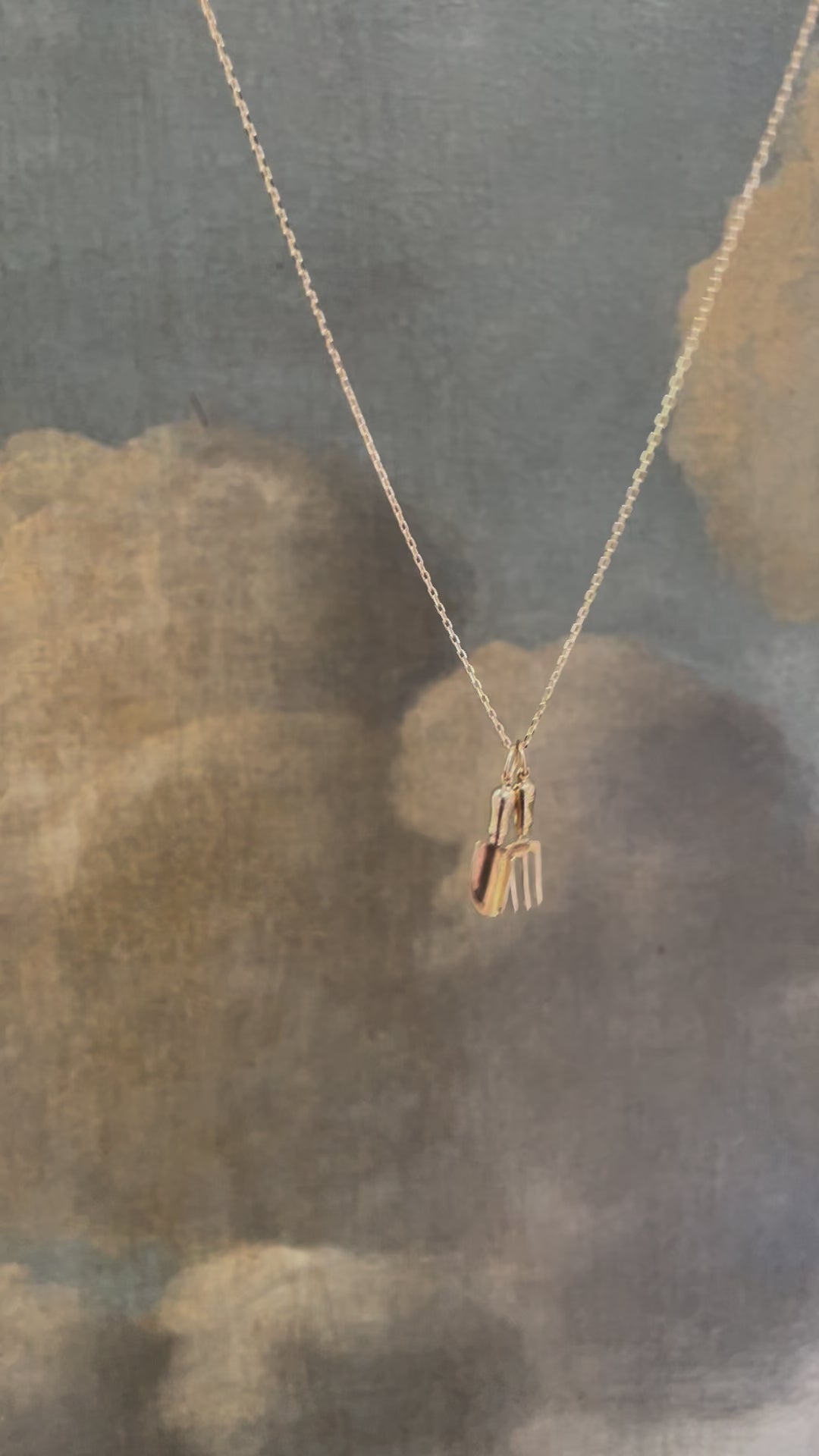 Vintage 9ct Gold Pendant Charms - Trowel & Fork