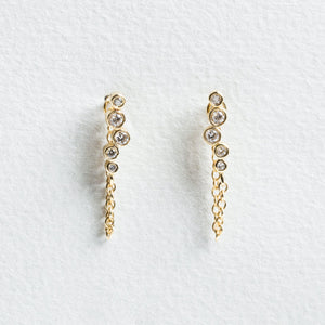 Constellation Gold Chain Diamond Stud Earrings