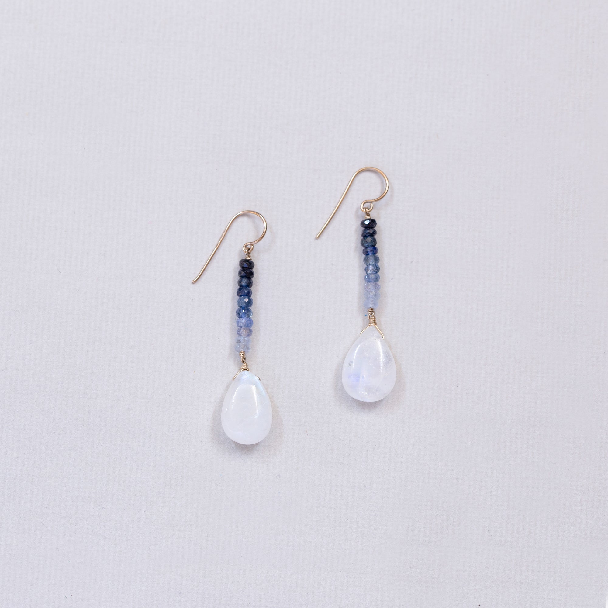 Sapphire and Moonstone Drop Earrings