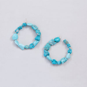 Turquoise and Silver Hoop Earrings