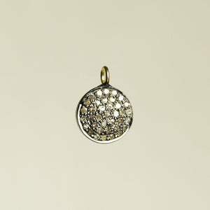 bright but not really diamond disc set in oxidised silver - for fans of the understated