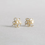 Diamond Slice Flower Stud Earrings