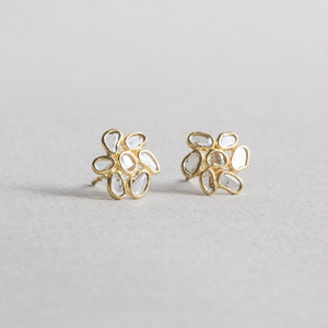 Diamond Slice Flower Stud Earrings