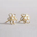 Diamond Slice Flower Stud Earrings
