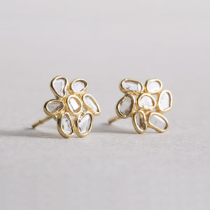 Diamond Slice Flower Stud Earrings