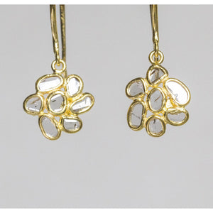 Diamond Slice Flower Drop Earrings