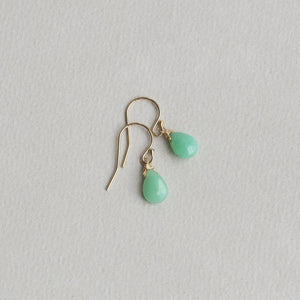 chrysoprase briolette drop earrings with gold filled hooks