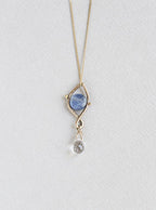 Claire van Holthe for felt Kyanite and rock crystal necklace on 9 carat gold