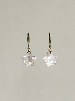 Claire van Holthe Star Shaped Rose Quartz Drop Earrings