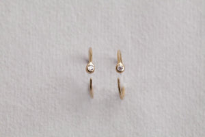 bird's eye view of the diamond blob hoop earrings