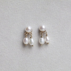 Triple Pearl Stud Earrings