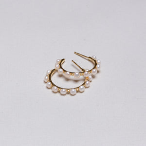 Pearl Stud Hoop Earrings