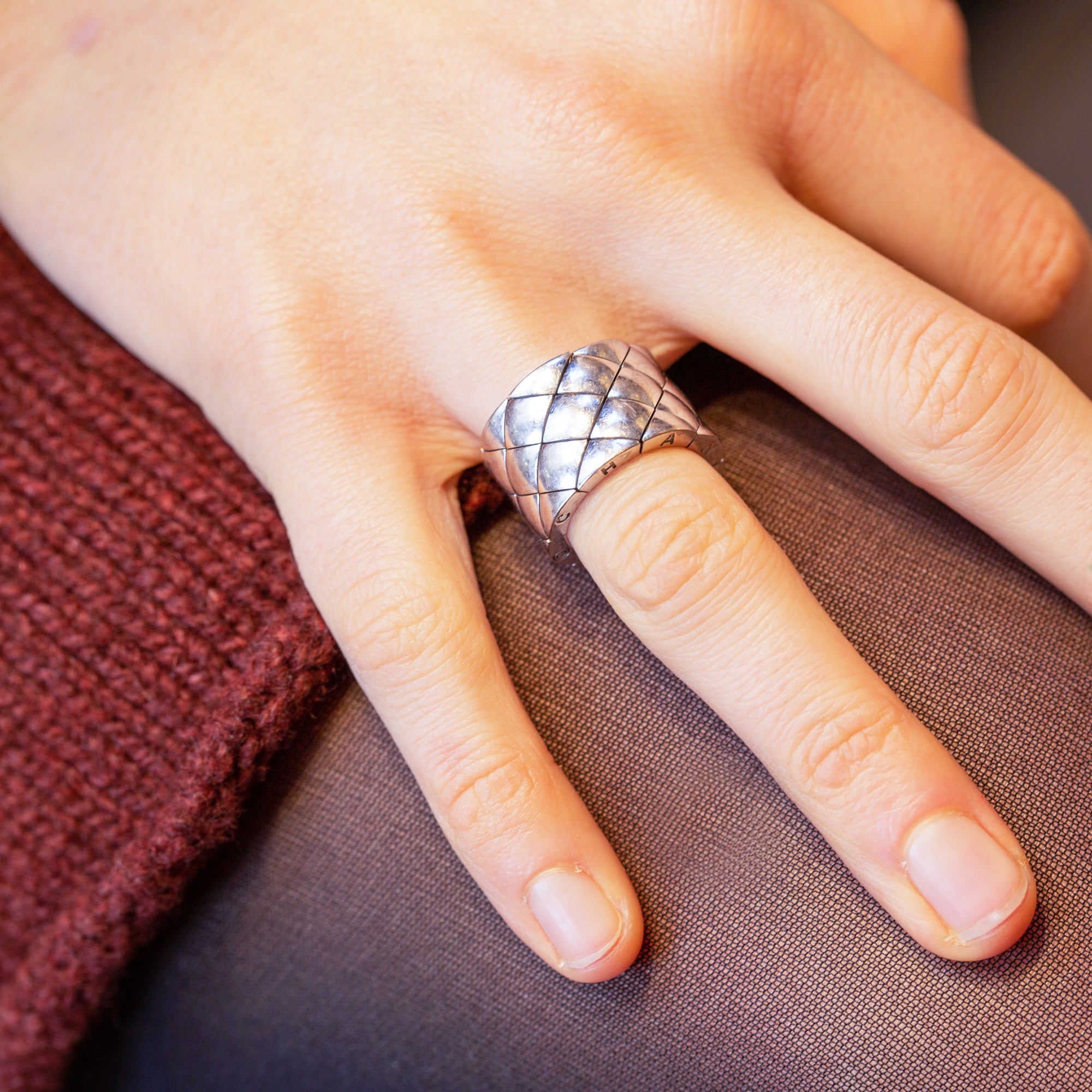 Vintage Chanel White Gold Ring