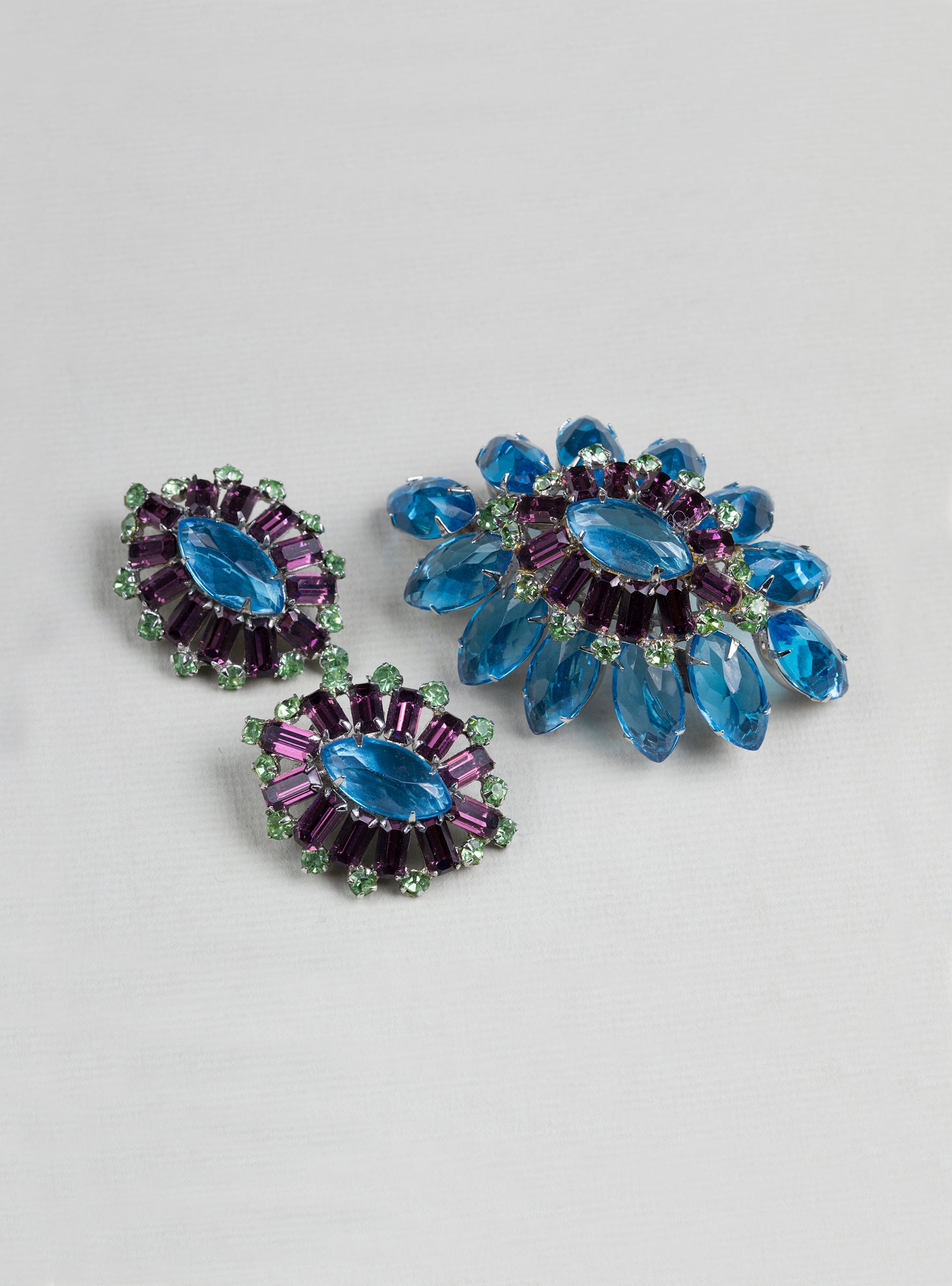 Vintage Rhinestone Brooch and Earrings