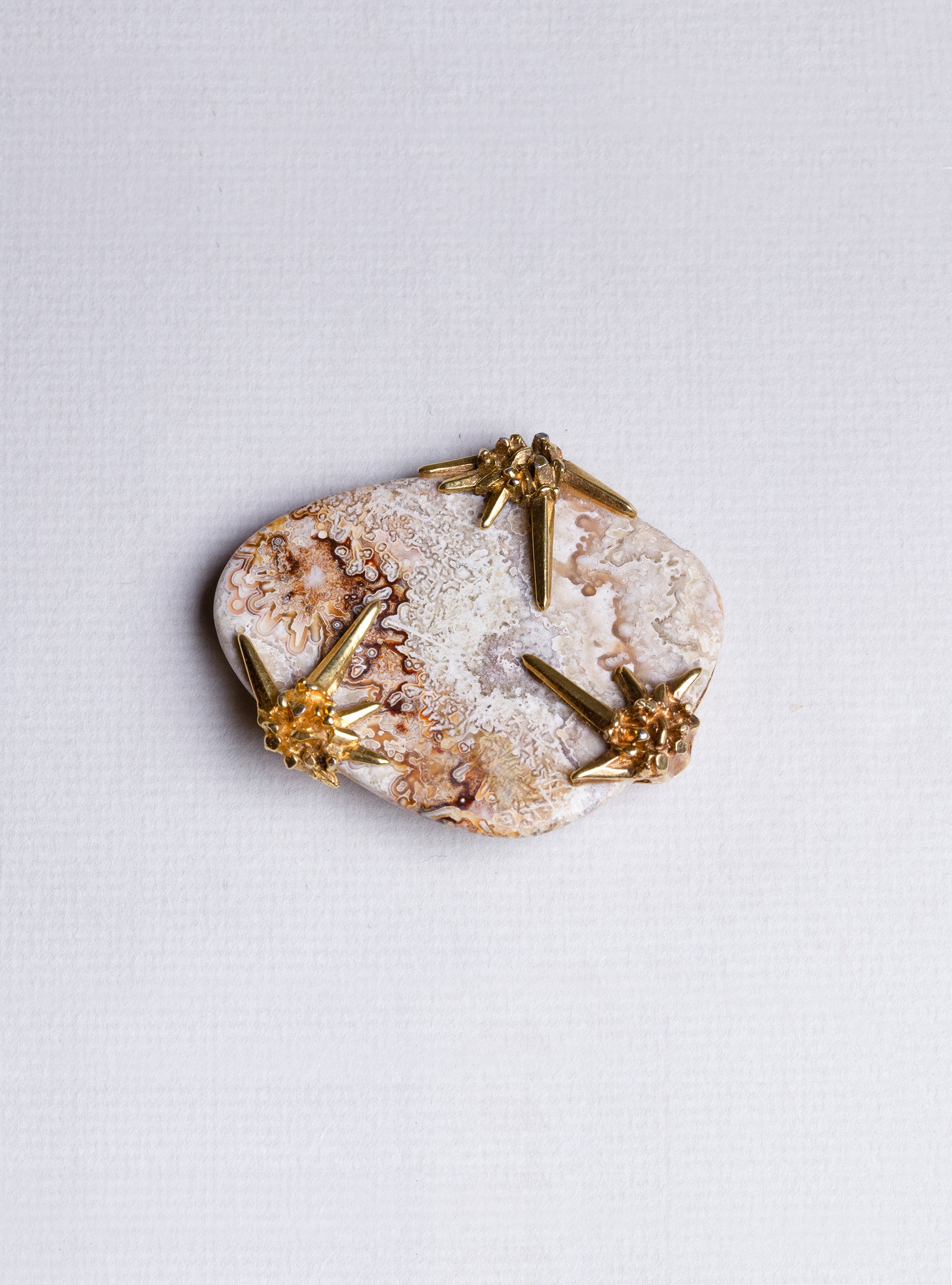 Yellow Agate and Gold Brooch