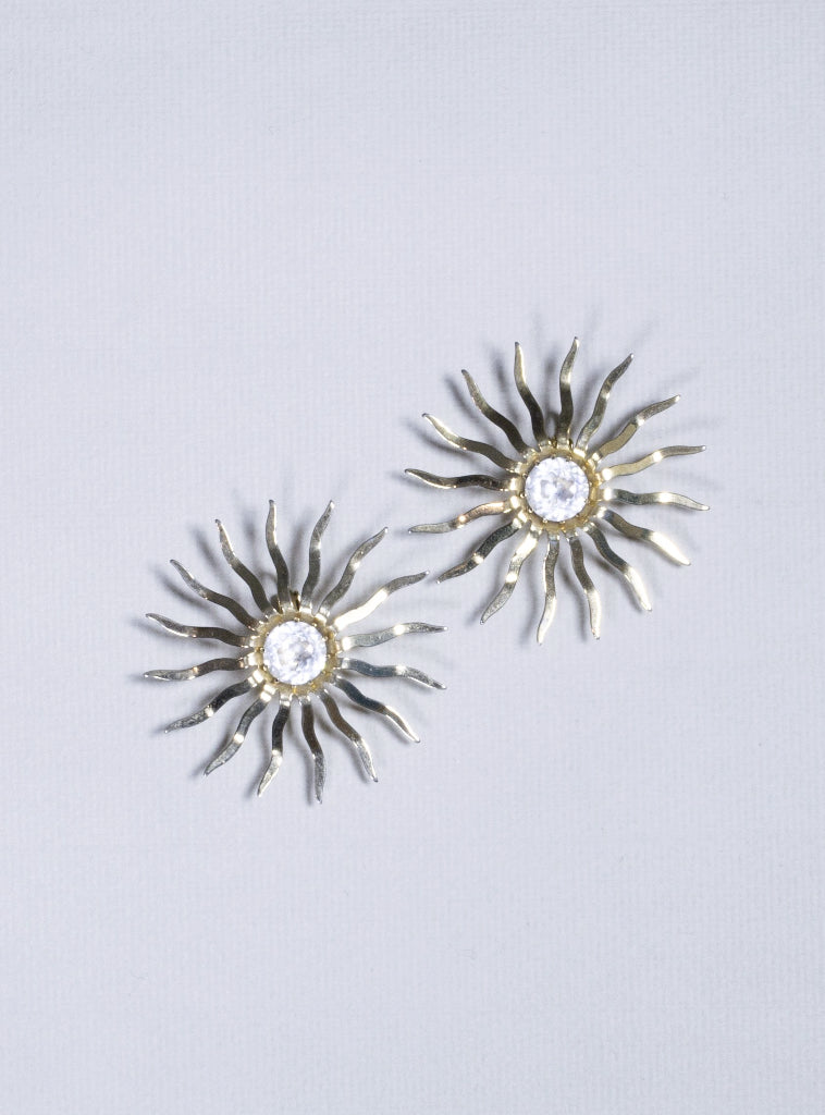 Gold Sun Clip-on Earrings